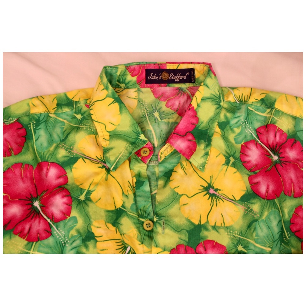 Vintage Bright Hawaiian Shirt John’s Stafford XL - Picture 3 of 9